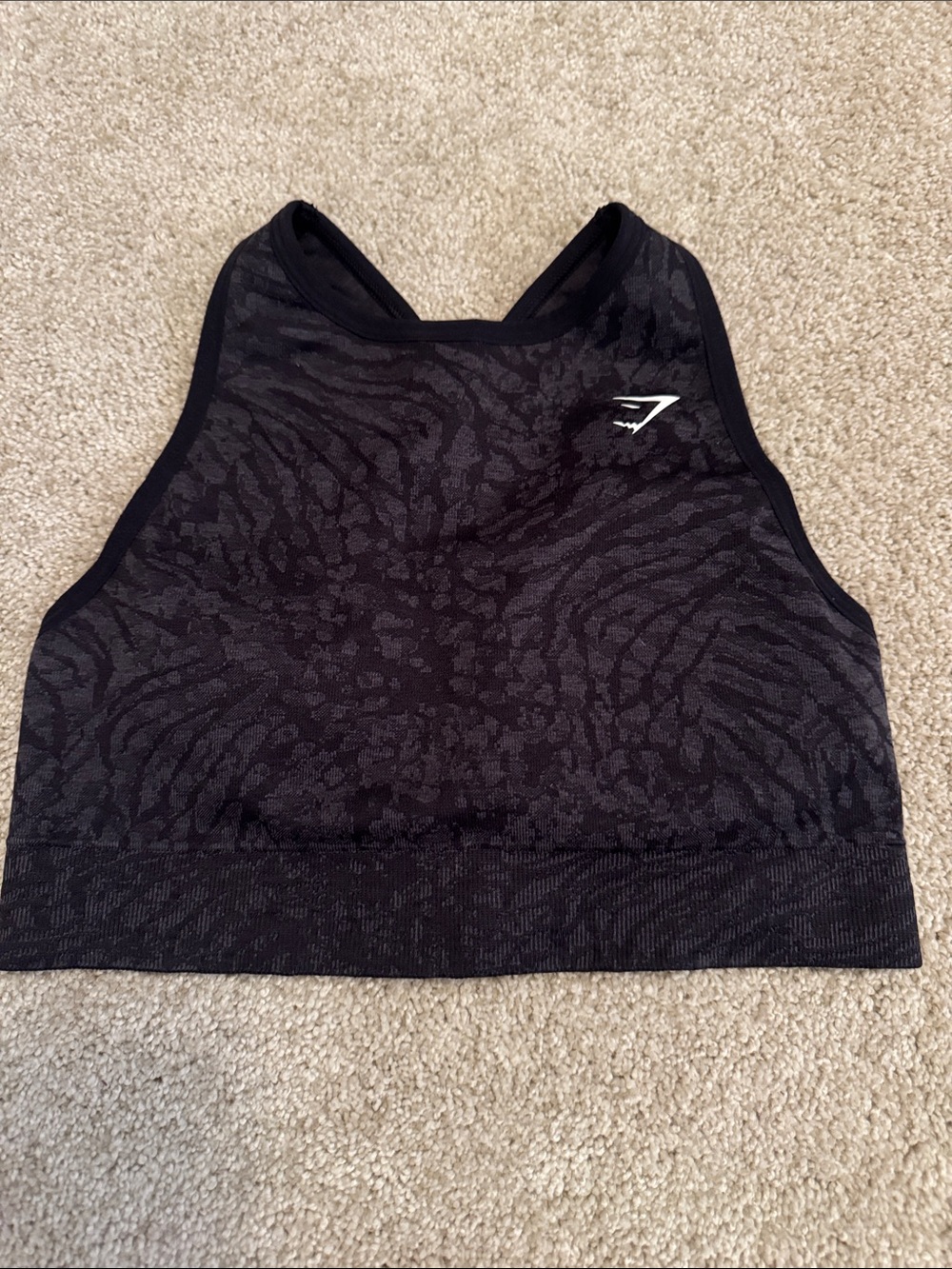 Gymshark Black Textured High-Neck Seamless Sports Crop